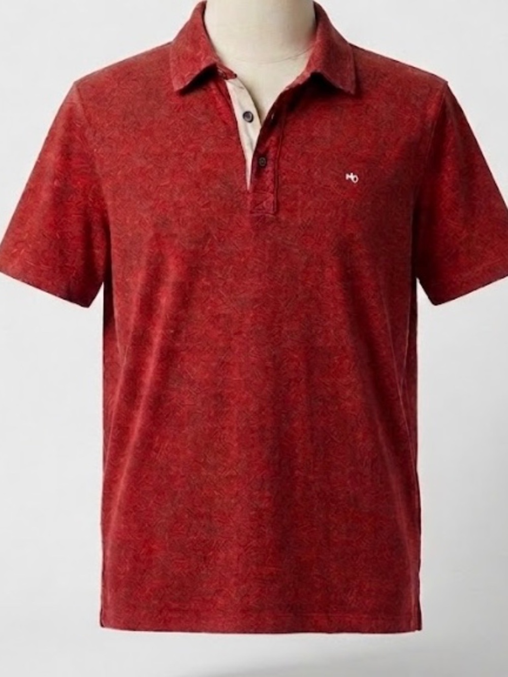Men's Rag & Bone Standard Issue Polo Shirt  Red Heather Short Sleeve Size Large